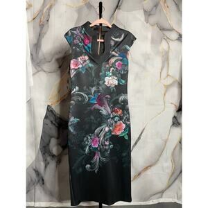 Ted Baker Acanthus Black Floral Dress Size 8